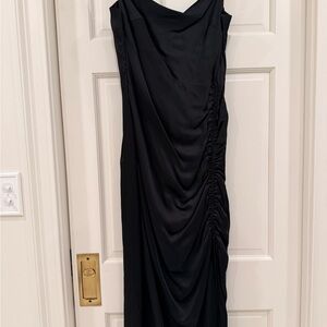 Cleobella Black Draped Maxi Dress with Ruched Side
